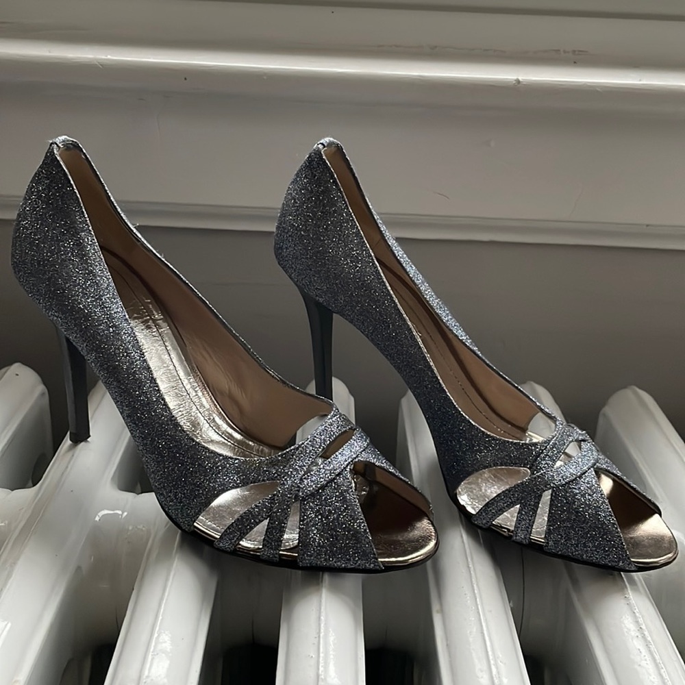 Studio Pollini 4in heels Glitter Silver
